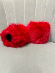 Faux Fur Cuffs Red