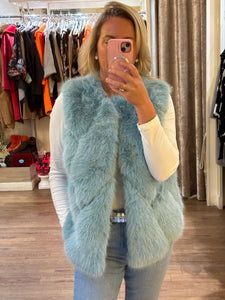 Duck Egg Blue Faux Fur Gilet