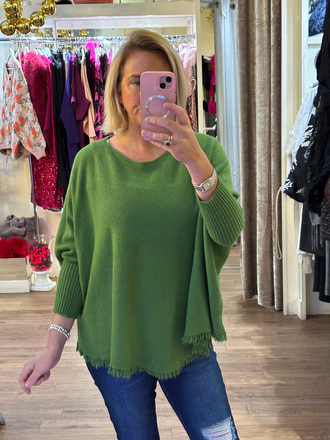 The Fringe Knit Green