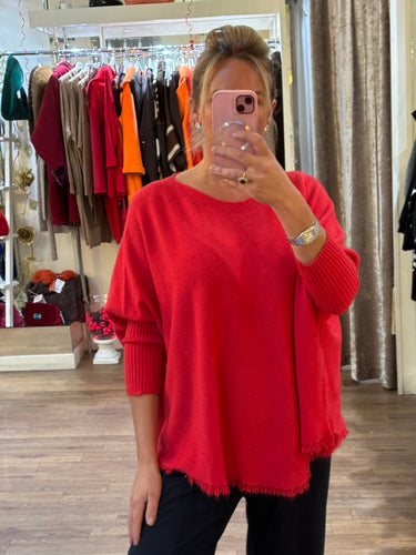 The Fringe Knit Red