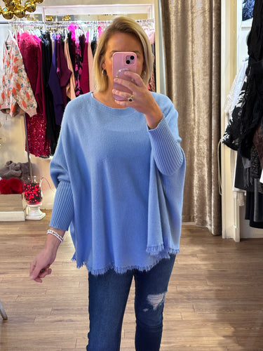 The Fringe Knit Baby blue