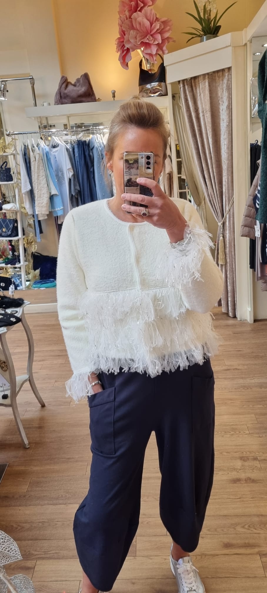 Ruffle Cardigan Cream