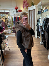 Load image into Gallery viewer, Malissa J Brown Faux Fur Cropped Gilet with Hood 20054