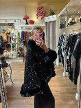 Load image into Gallery viewer, Malissa J Sequin Wrap with Faux Fur