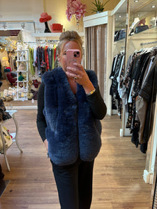 Malissa J Faux Fur Gilet Navy 17406